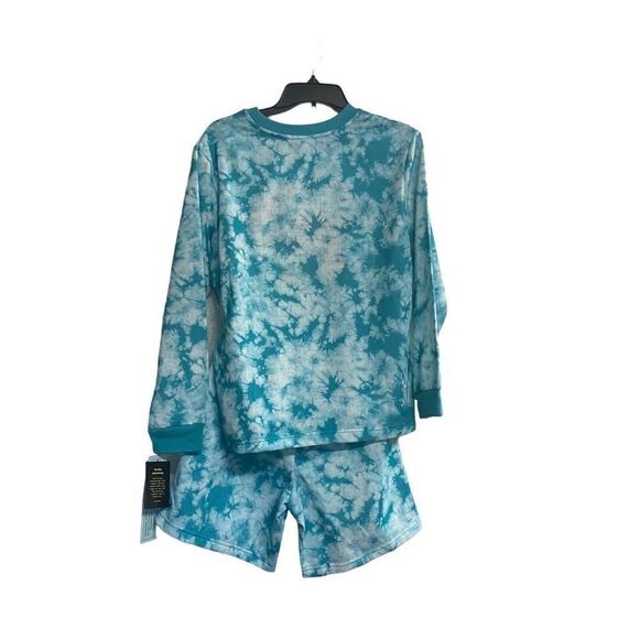 ART CLASS Unisex 2 PieceTie Dyed Sweatshirt & Shorts Pajama Set Size XL Blue New - Picture 2 of 10